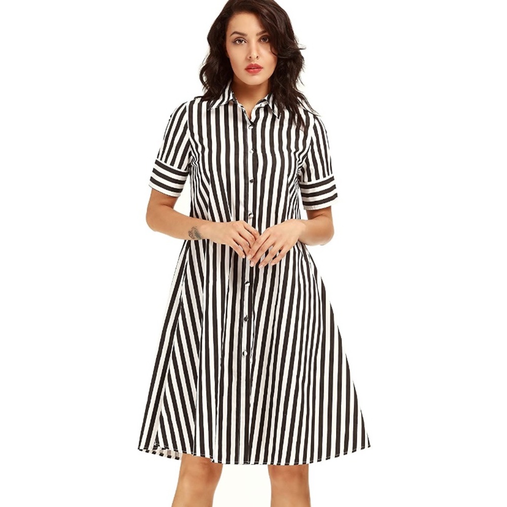 BRAND NEW Short Sleeve Button Down Shirt Dresses - Picture 1 of 2